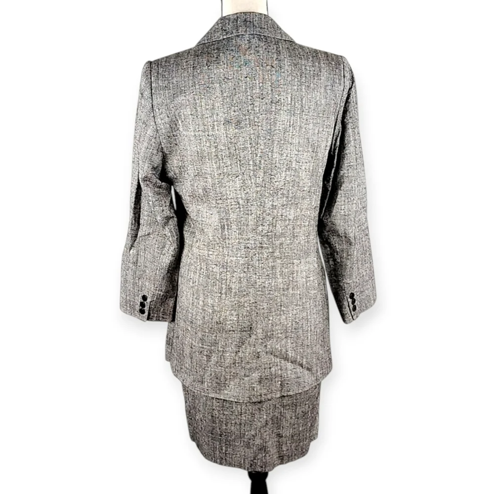 Vintage Silk Neiman Marcus 100% Silk Tweed Skirt Suit Set 90s Career Woman Wear